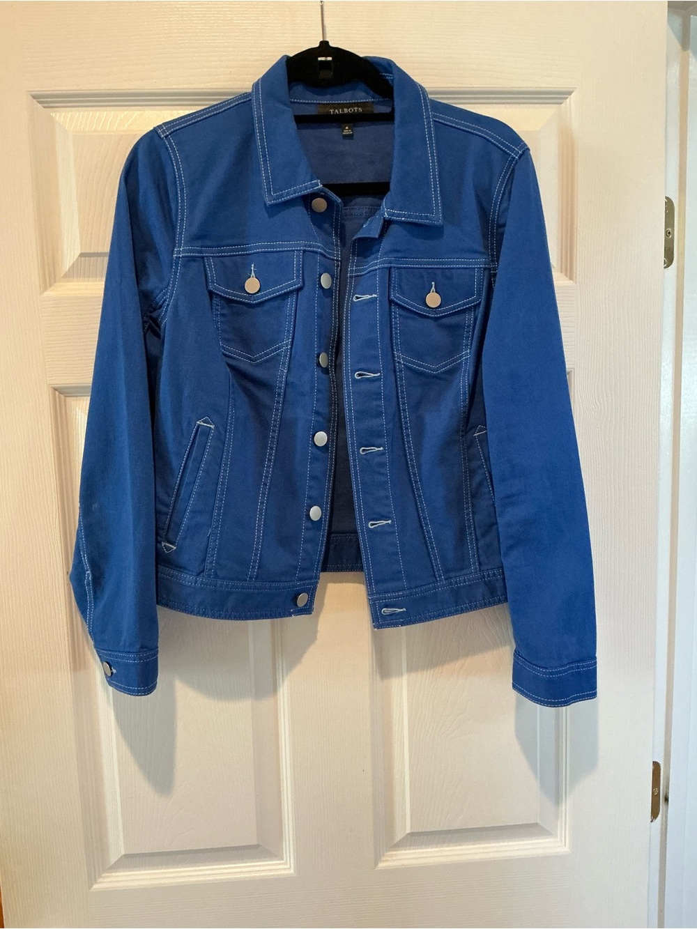 Talbots Royal Blue Cotton-Stitch Jean Jacket - Picture 8 of 12